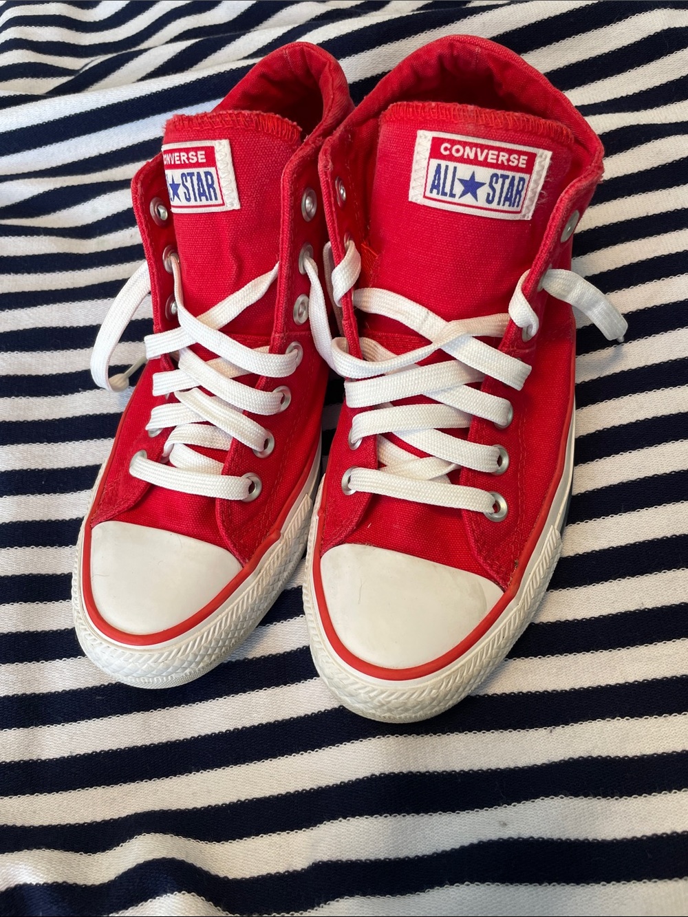 Converse Kids Red Canvas High-Top Sneakers with White Accents